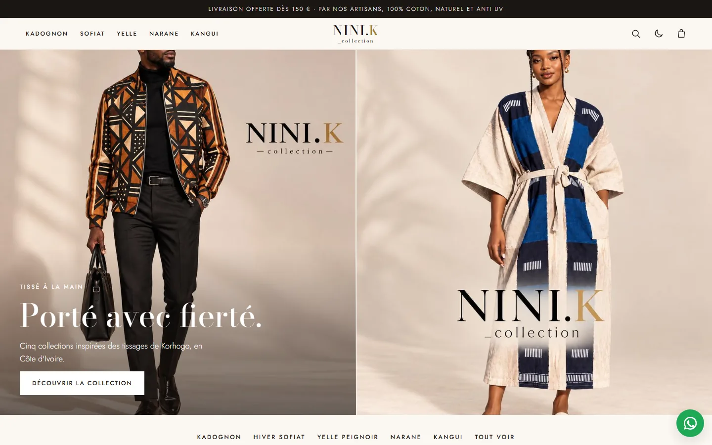 Page d'accueil de la boutique Nini K Collection